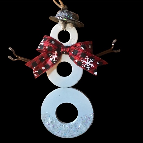 New Handmade Welded Metal SNOWMAN Christmas Tree ORNAMENT - Picture 7 of 7